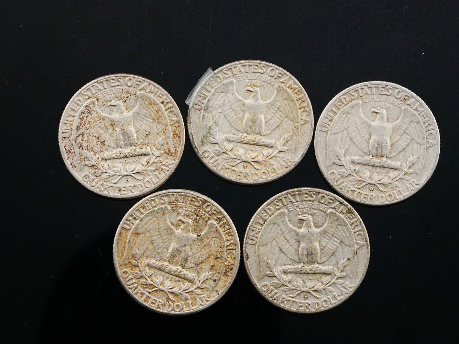 (5) 1964 Solid 90% Silver Quarters - 2