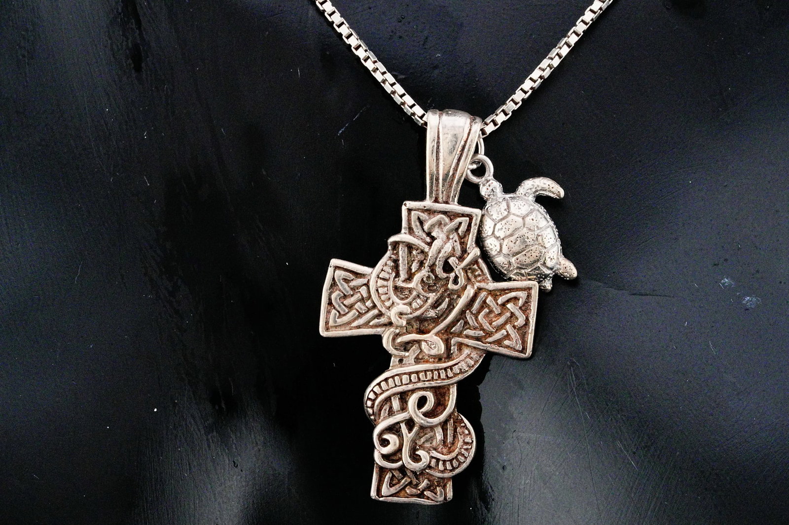 Solid Sterling Silver 20" 2-Pendant Necklace - 2