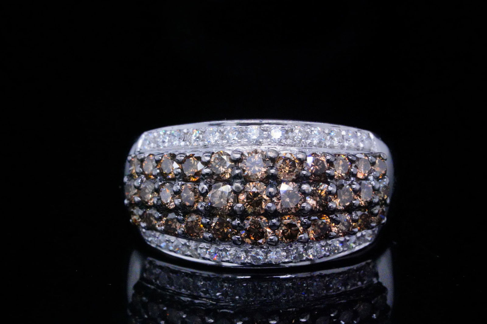 1.65ctw Brown and White Diamond 14K White Gold Ring (1 of 7)