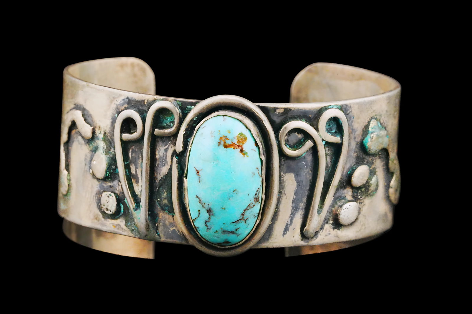 22mm Turquoise and Sterling Silver Cuff Bracelet (1 of 4)