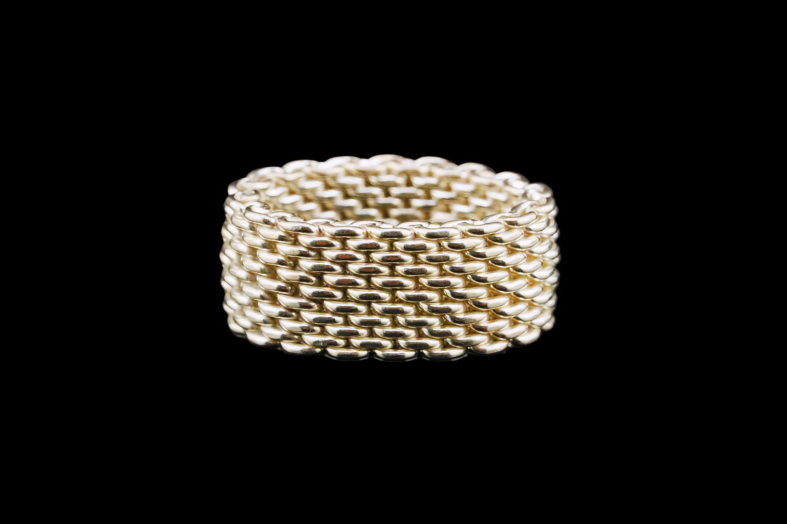 Tiffany & Co. Sterling Silver Somerset Mesh Band: Tiffany & Co. Sterling Silver Somerset Mesh Band - Iconic woven mesh design from the Somerset collection, crafted in solid sterling silver with a flexible, comfortable fit. Hallmarked Tiffany & Co. 92