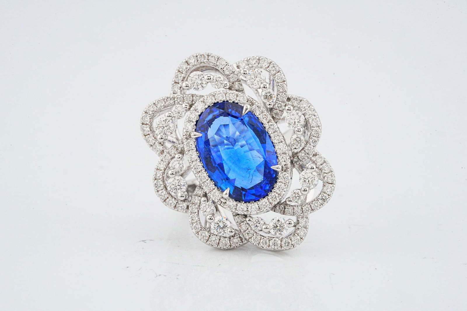 5.35ct Blue Sapphire, 1.70ctw Diamond and 18K Ring (1 of 6)