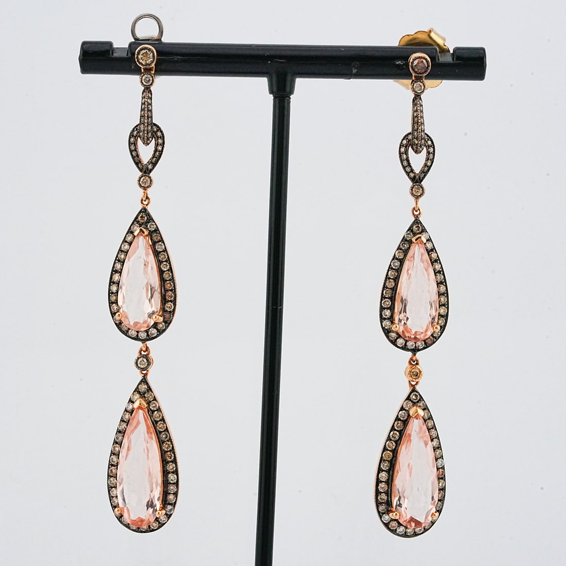 13.00ctw Morganite, 2.80ctw Diamond and 18K Earrings (1 of 7)
