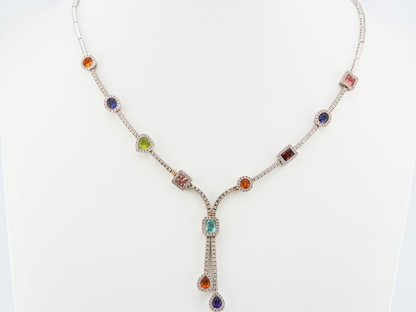 4.30ctw Multi-Gemstone, 1.50ctw Diamond, 18K Necklace (1 of 6)