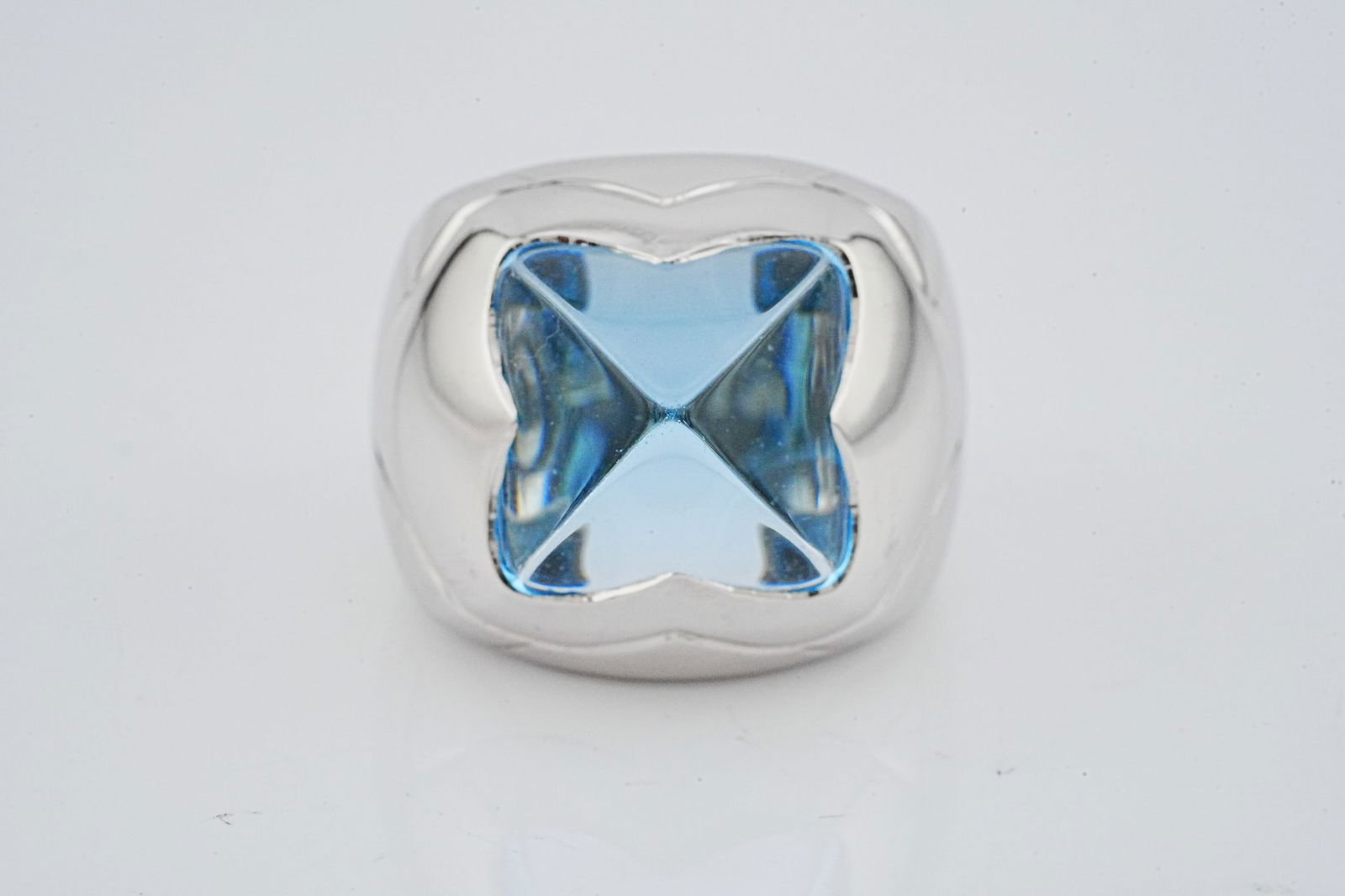 Bvlgari Pyramid 18K White Gold and Blue Topaz Ring (1 of 7)