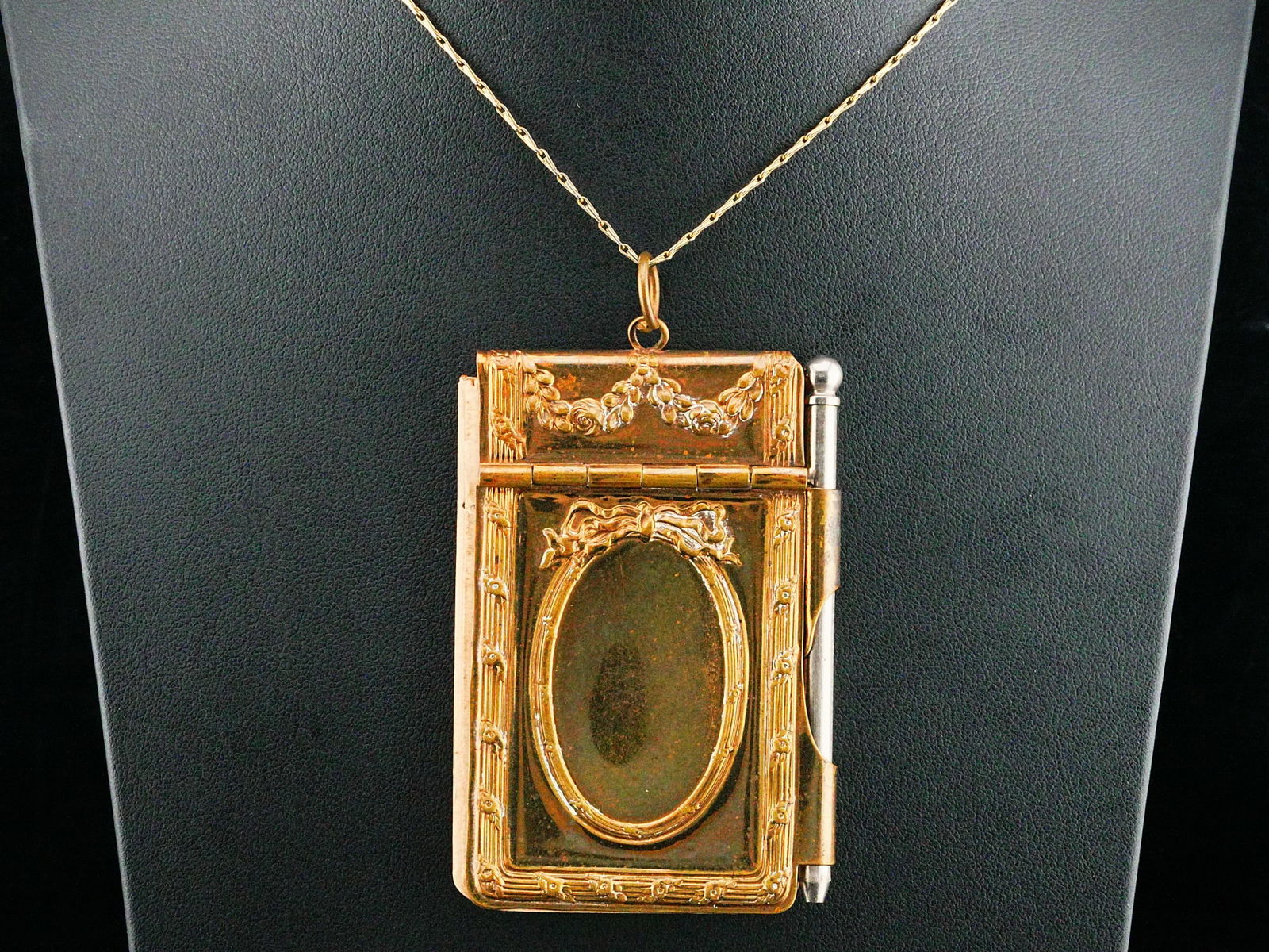 Antique Gilt Metal Dance Card Notebook W/Pencil (1 of 4)