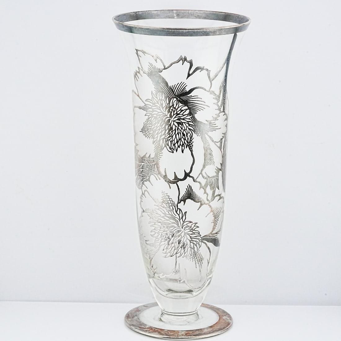 Vintage Sterling Silver Overlay Floral Glass Vase (1 of 5)