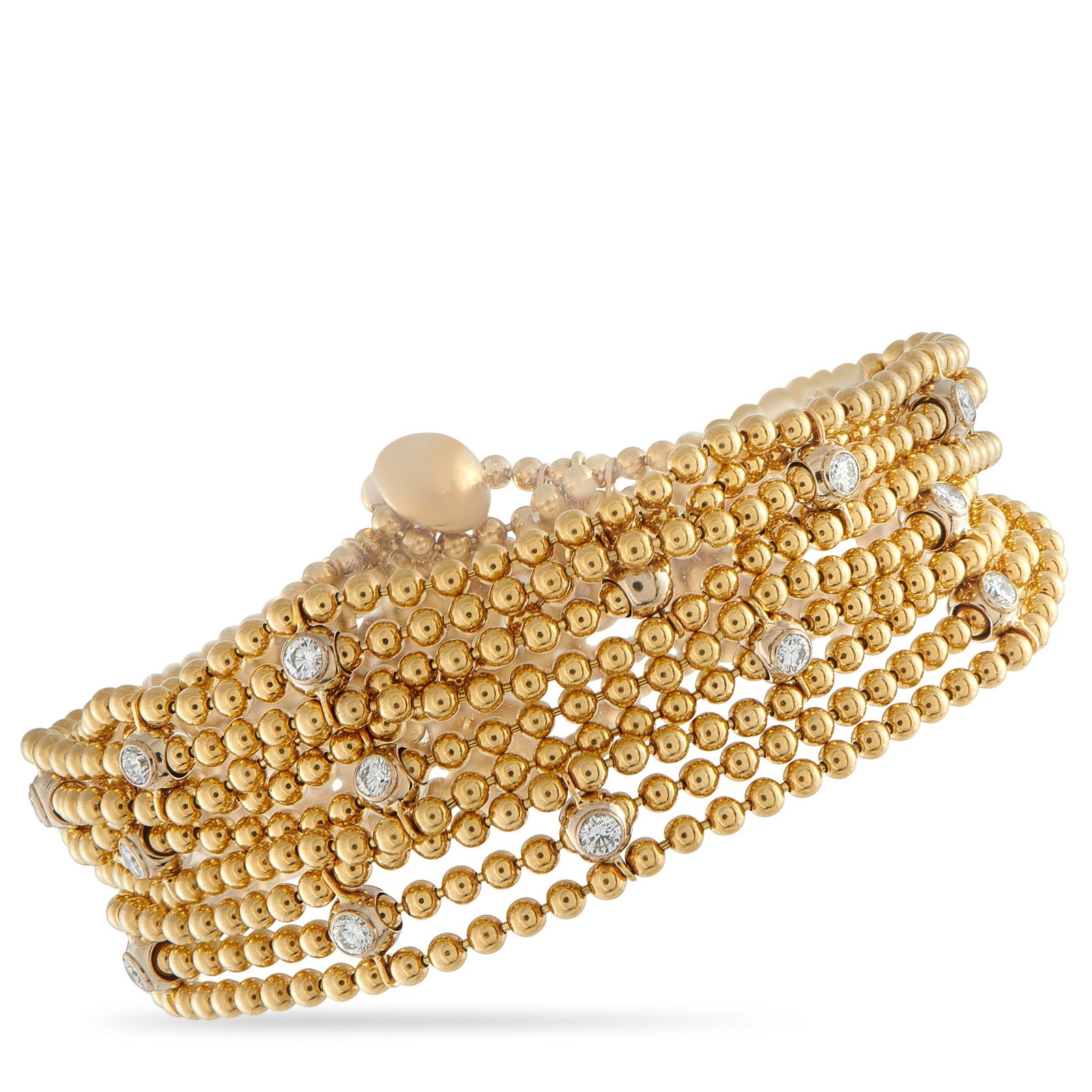 Cartier Draperie Diamond, 18K 10-Strand Bracelet: Cartier Draperie Diamond, 18K Yellow and White Gold 10-Strand Bracelet - From Cartier's Draperie collection, this two tone gold bracelet translates the signature multi strand aesthetic into a substant