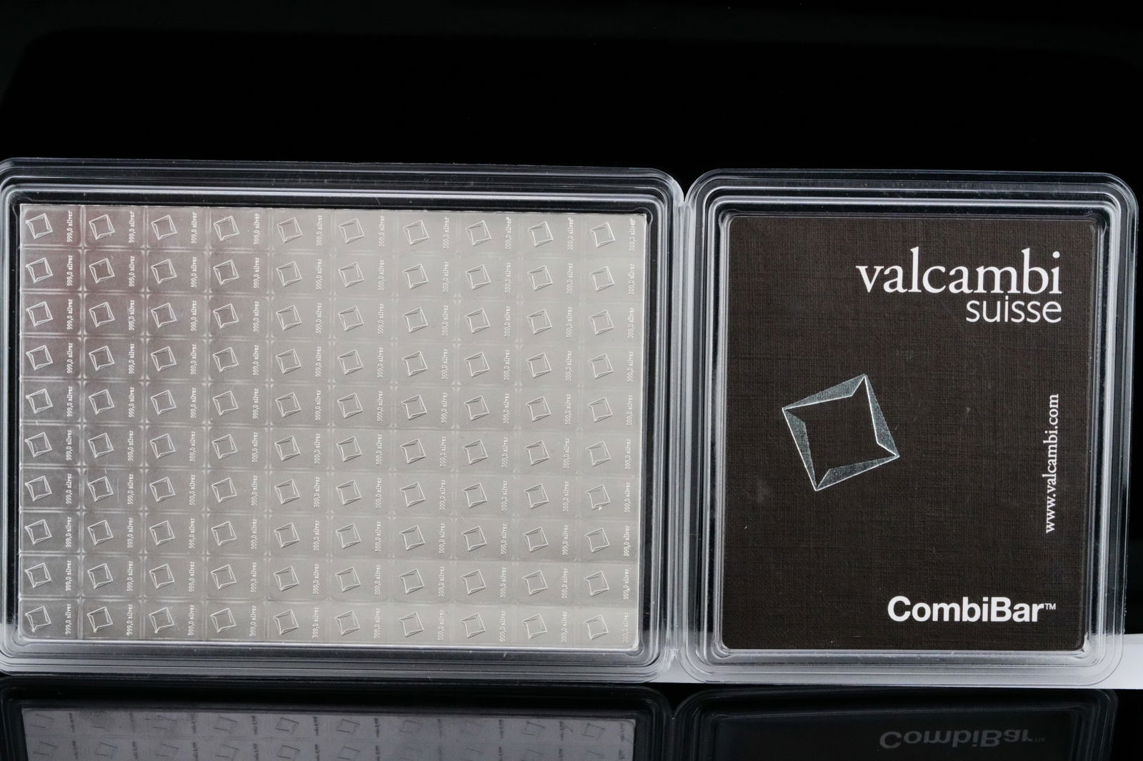 Valcambi Suisse CombiBar 100x 1 gram .999 Silver Bar: Valcambi Suisse CombiBar 100x 1 gram .999 Silver Bar (100 Grams Total) - Offered is an authentic Valcambi Suisse CombiBar, consisting of 100 individual 1 gram silver bars precision-minted as a single