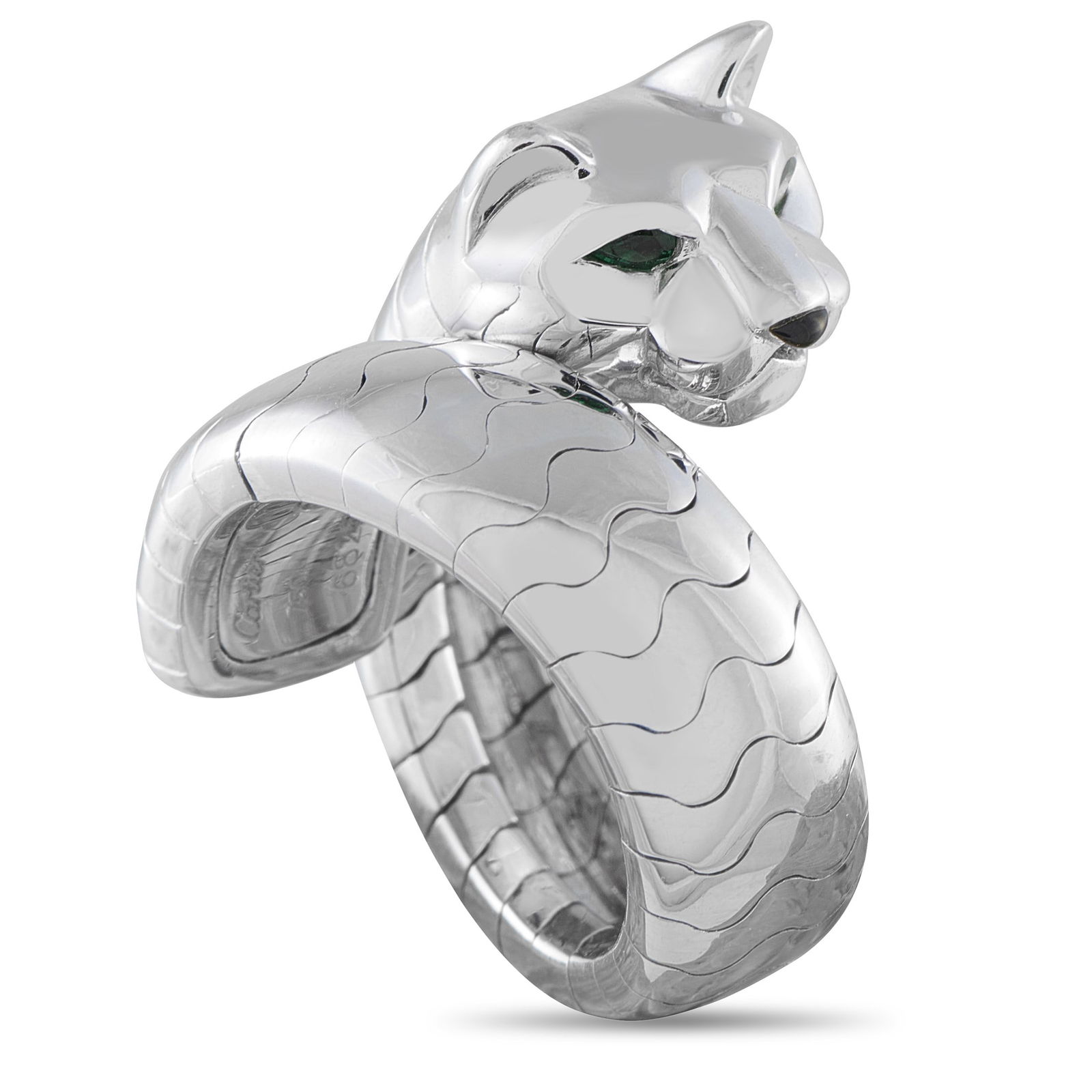 Cartier Panthere Lakarda 18K White Gold Ring: Cartier Panthere Lakarda 18K White Gold Ring W/Tsavorite and Onyx Accents (Includes Box) - Bold and unmistakable, this Cartier Panthere 'Lakarda' ring is crafted in 18K white gold and commands attenti