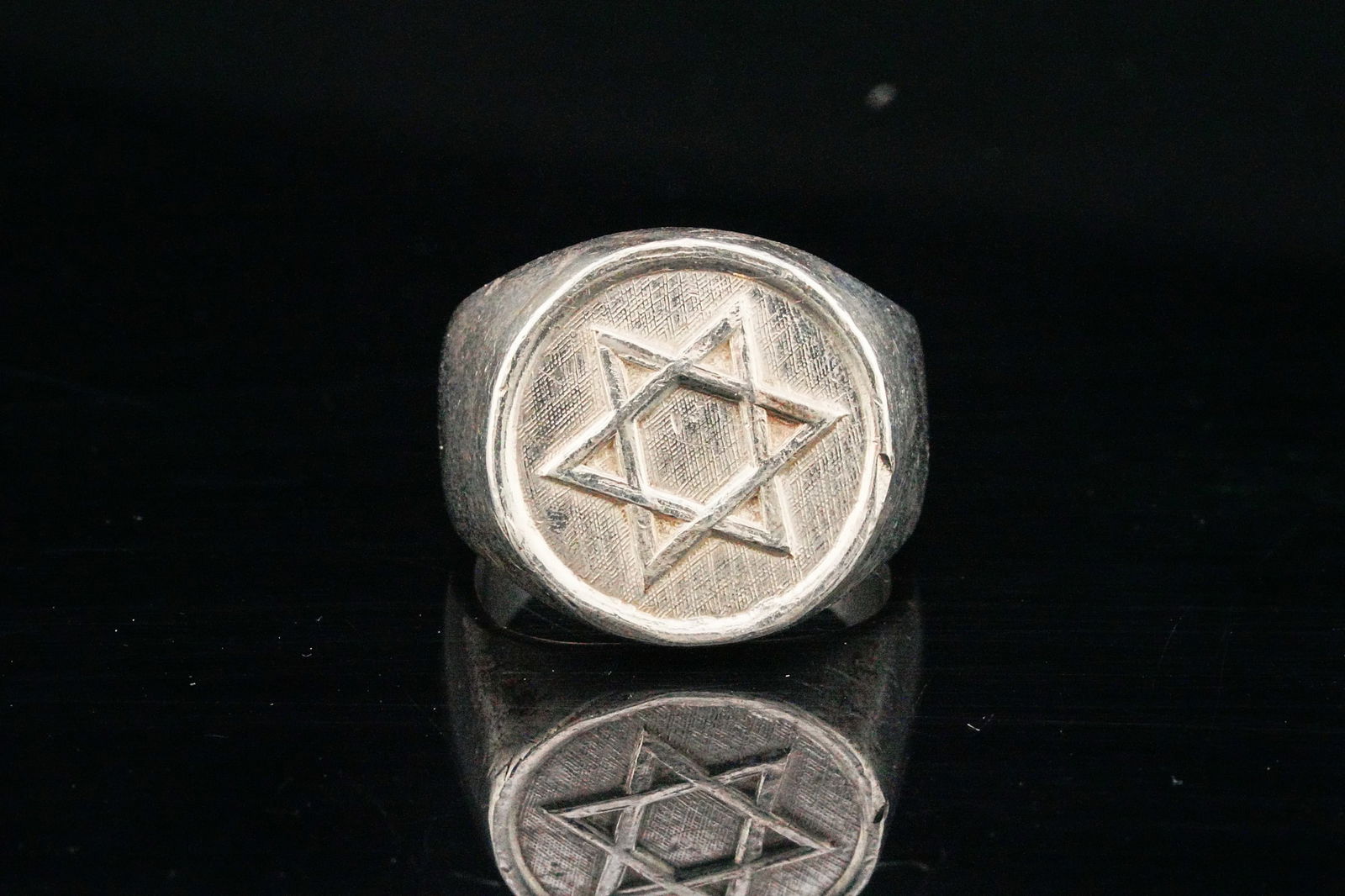 Solid Sterling Silver Star of David Signet Ring: Solid Sterling Silver Star of David Signet Ring - A bold and meaningful statement piece, this solid sterling silver signet ring is finely crafted and prominently displays the iconic Star of David in r