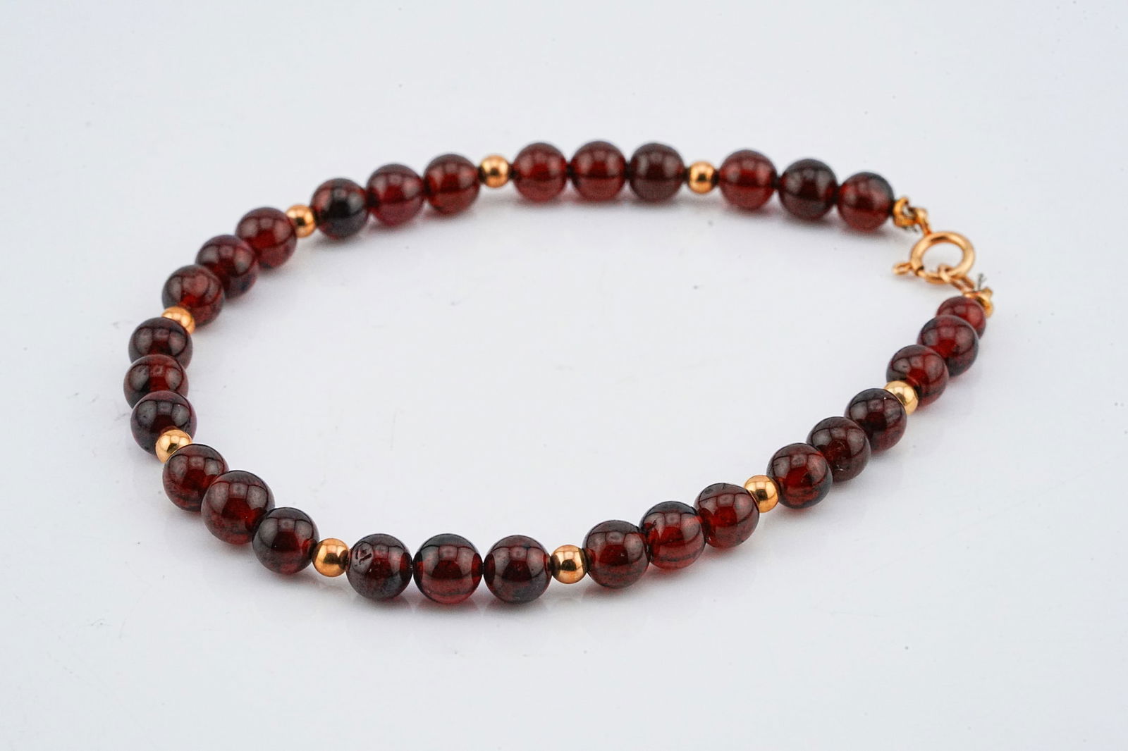 5mm Garnet Bead and 14K Yellow Gold 7" Bracelet (1 of 3)