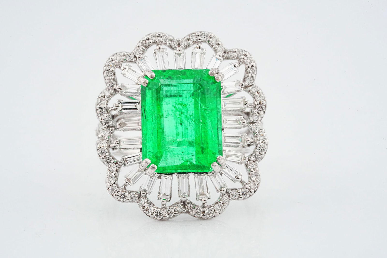 6.50ct Emerald, 1.60ctw Diamond and 18K Ring (1 of 6)