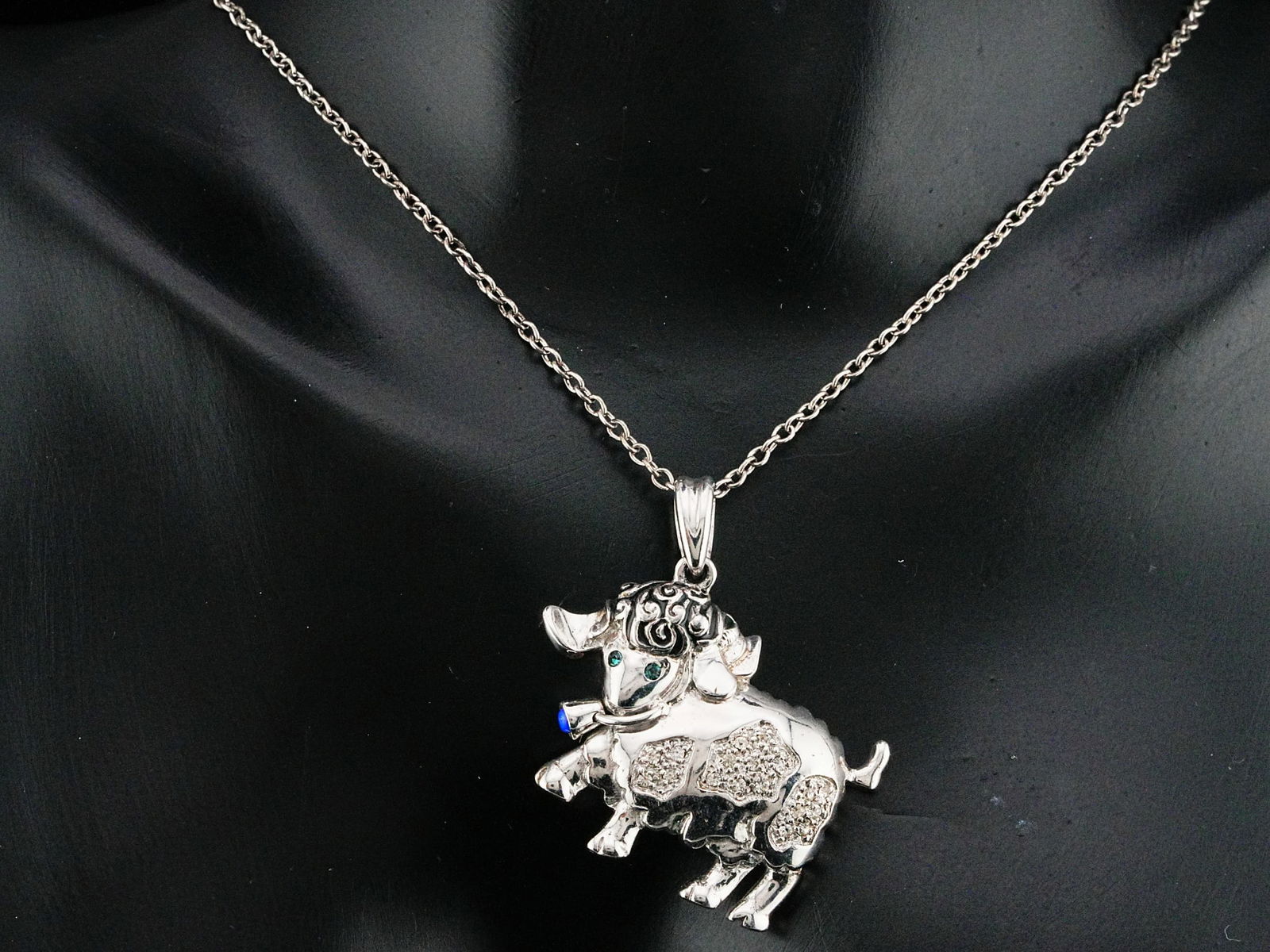 Jenna Nicole Sterling Silver 18" Lamb Pendant Necklace: Jenna Nicole Sterling Silver Crystal Embellished 18" Lamb Pendant Necklace - This necklace features a charming lamb pendant crafted in solid sterling silver and accented with sparkling crystal embelli