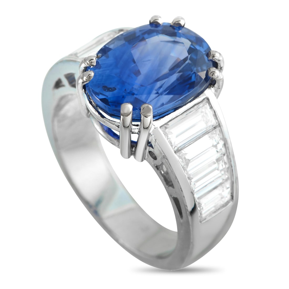 6.52ct GIA Ceylon Sapphire, 1.35ctw Diamond, 18K Ring: 6.52ct GIA Certified Ceylon Sapphire, 1.35ctw VS1-SI1/G-H Diamond and 18K White Gold Ring - THIS ITEM WILL COME WITH A $28,000 INSURANCE VALUATION REPORT IN THE WINNING BIDDER'S NAME. Expertly crafted