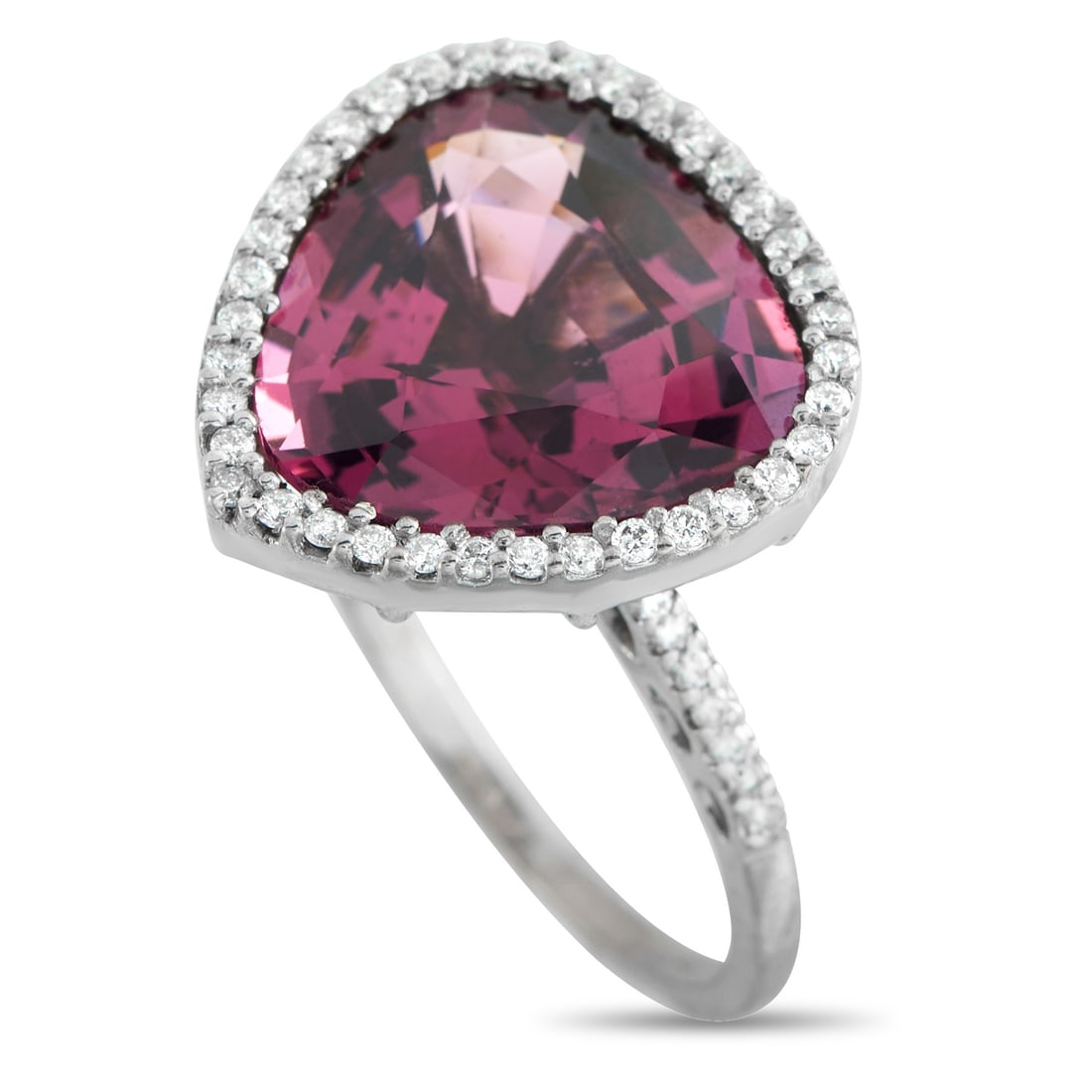 9.45ct GIA No Heat Spinel, 0.30ctw Diamond, 18K Ring: 9.45ct GIA Certified No Heat Purplish-Pink Spinel, 0.30ctw Diamond and 18K White Gold Ring - THIS ITEM WILL COME WITH A $19,000 INSURANCE VALUATION REPORT IN THE WINNING BIDDER'S NAME. A dramatic and