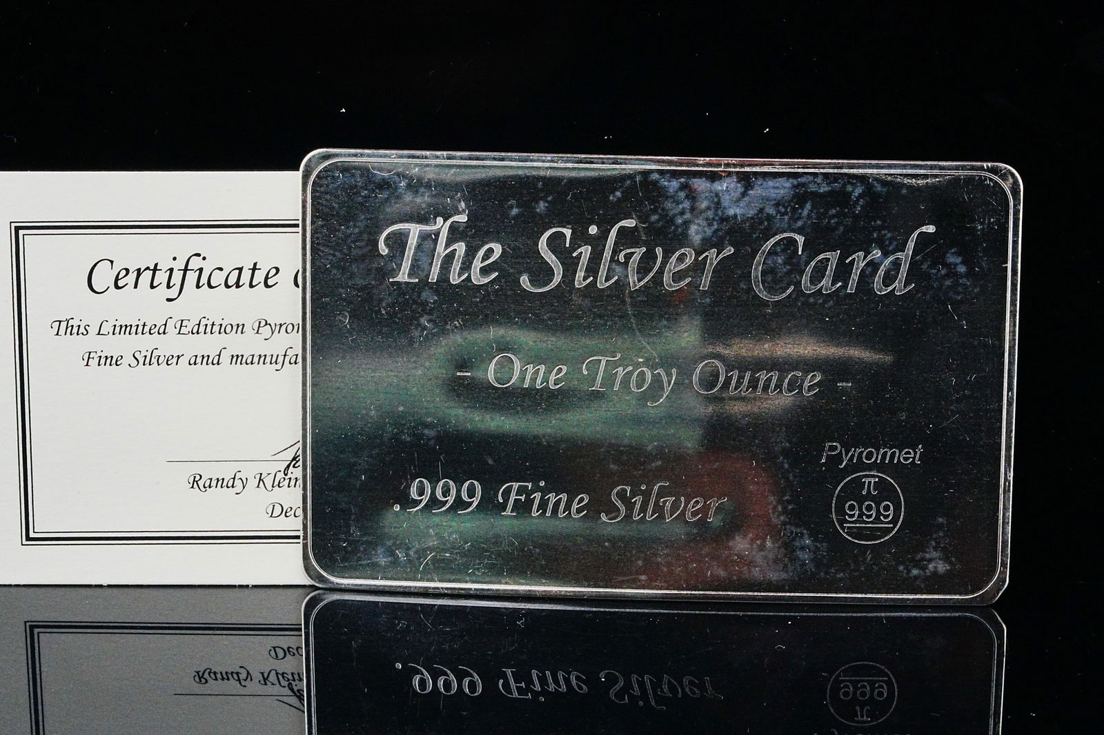 1 Troy Ounce .999+ Fine Silver Pyromet Silver Card W/COA (1 of 3)