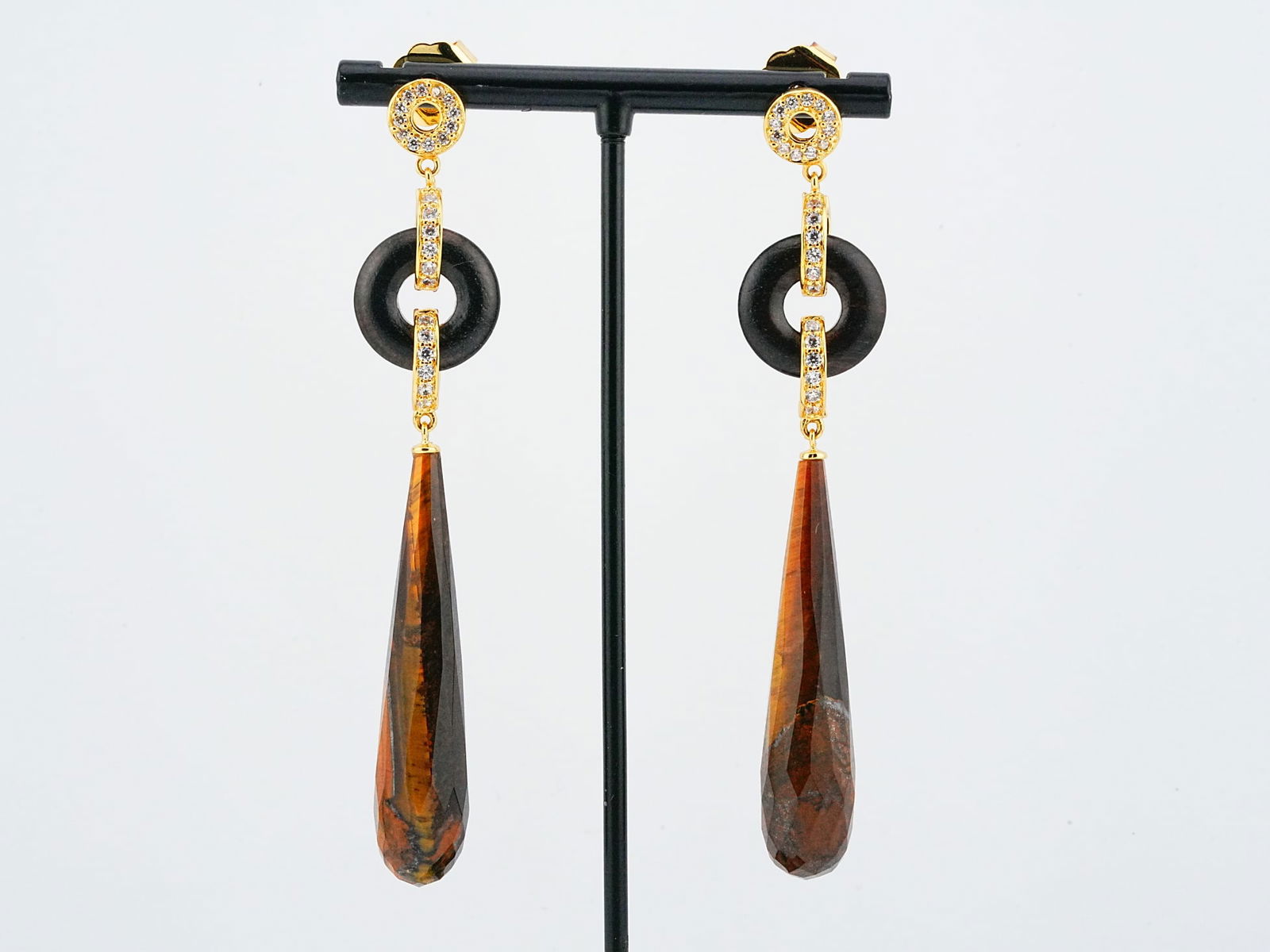 Cristina Sabatini Tiger's Eye Gold Plated Earrings (1 of 4)