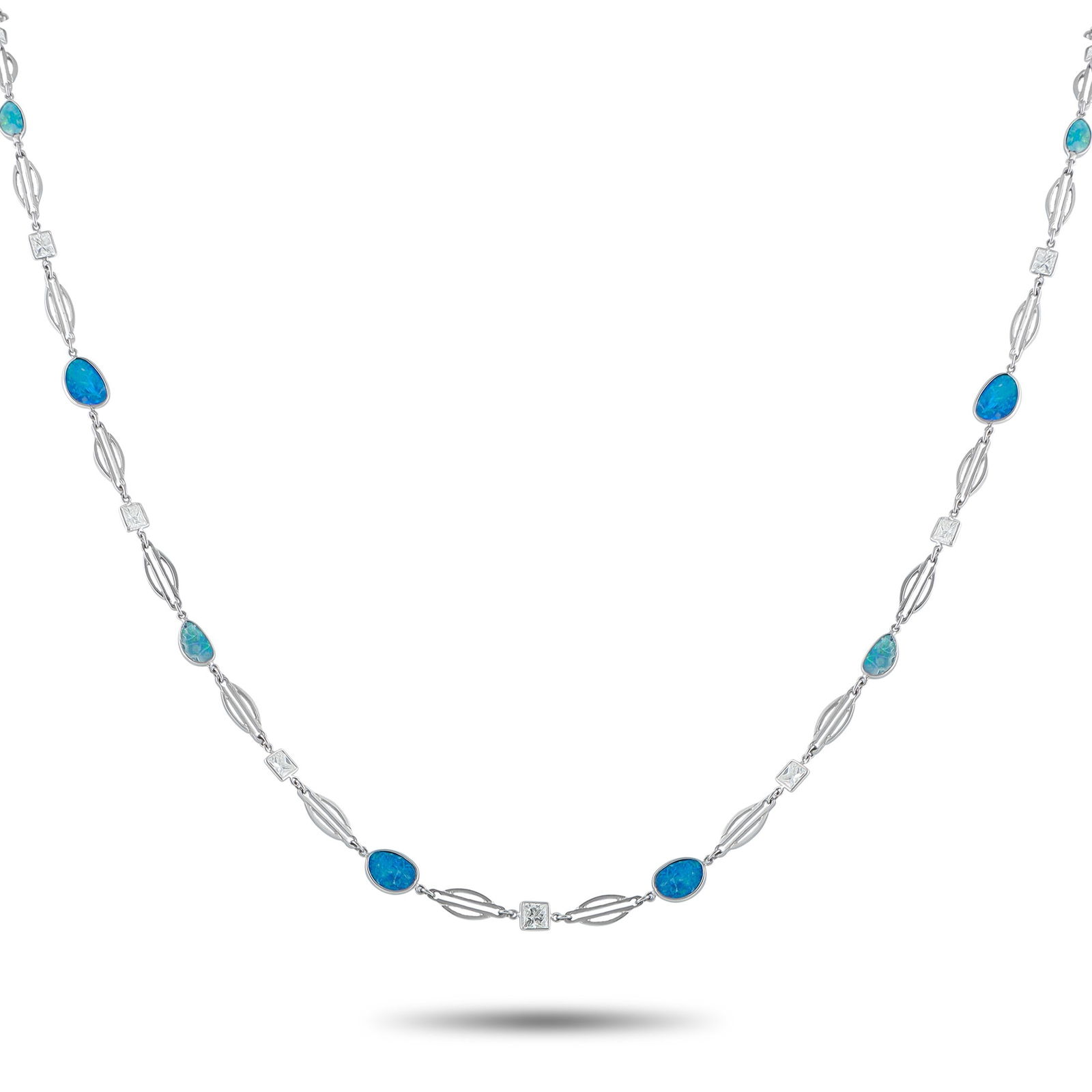 7.40ctw Diamond, Opal and Platinum 34" Necklace (1 of 3)