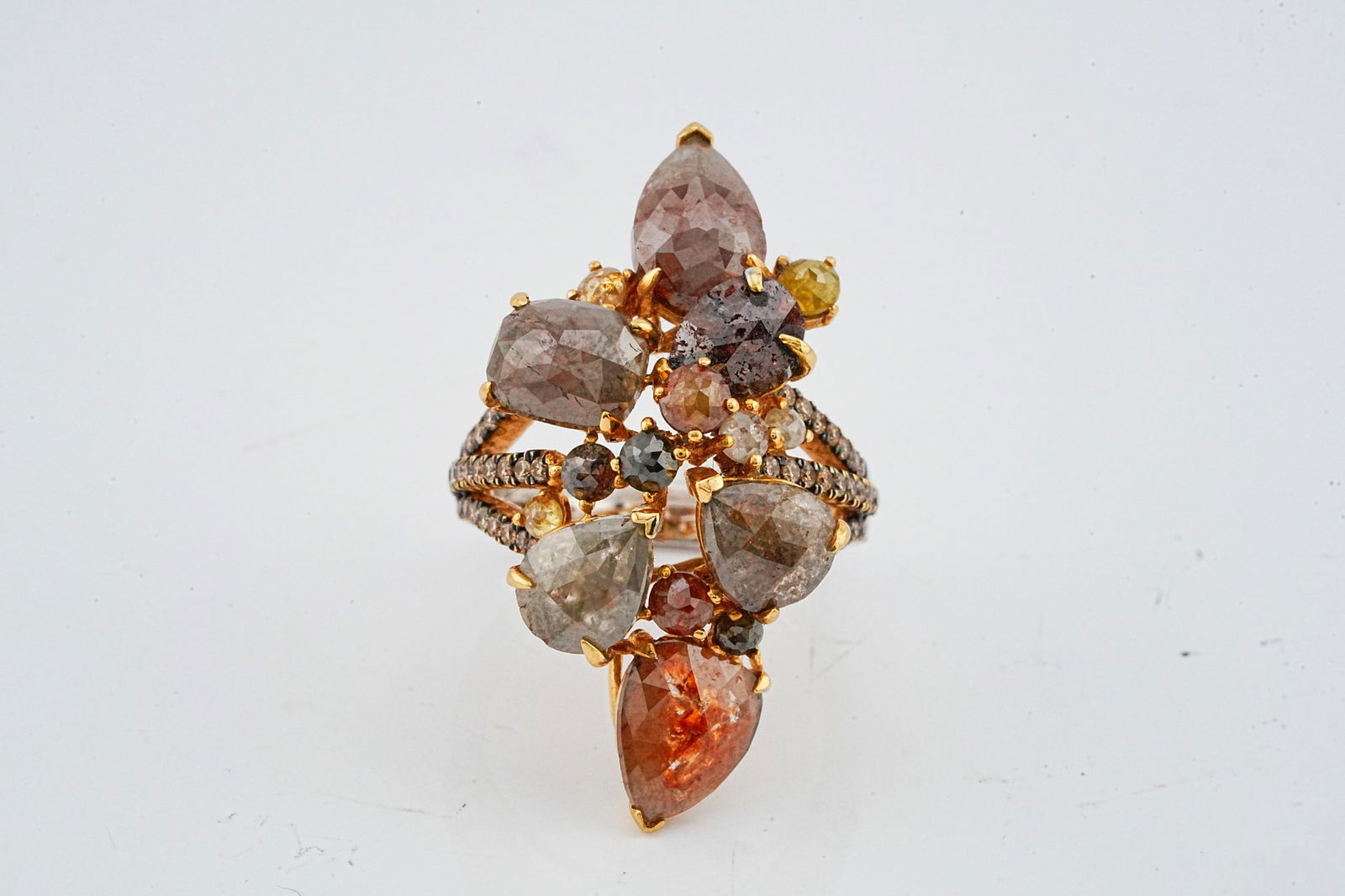 9.50ctw Multi-Color Diamond and 18K Cluster Ring (1 of 6)