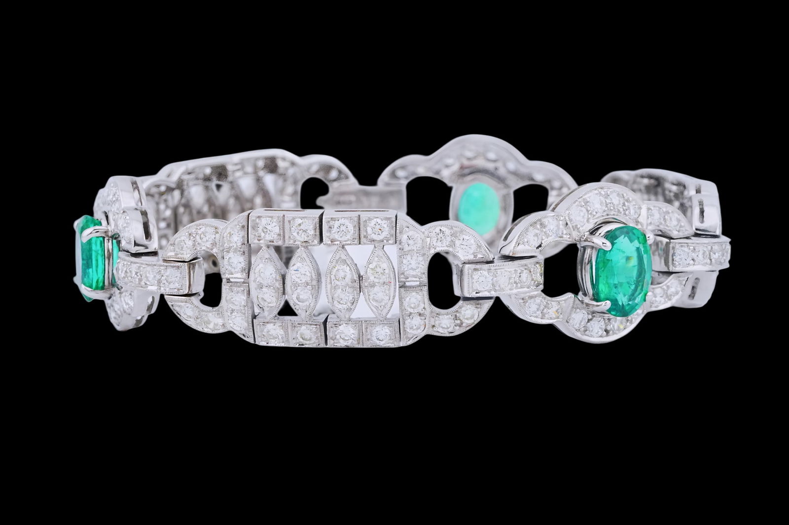 6.30ctw Diamond, 3.05ctw Emerald and 18K 7.5" Bracelet (1 of 6)