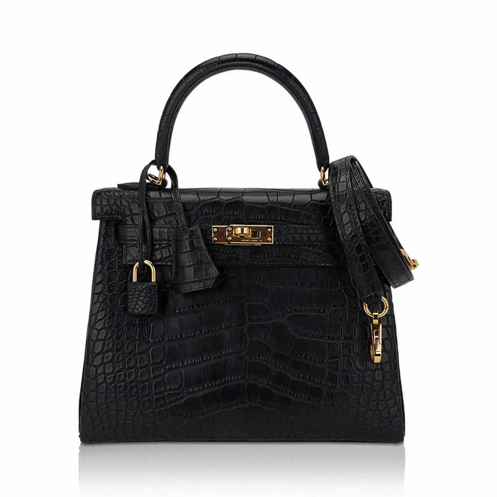 Hermes Black Matte Alligator Kelly 25 Retourne GHW (1 of 9)