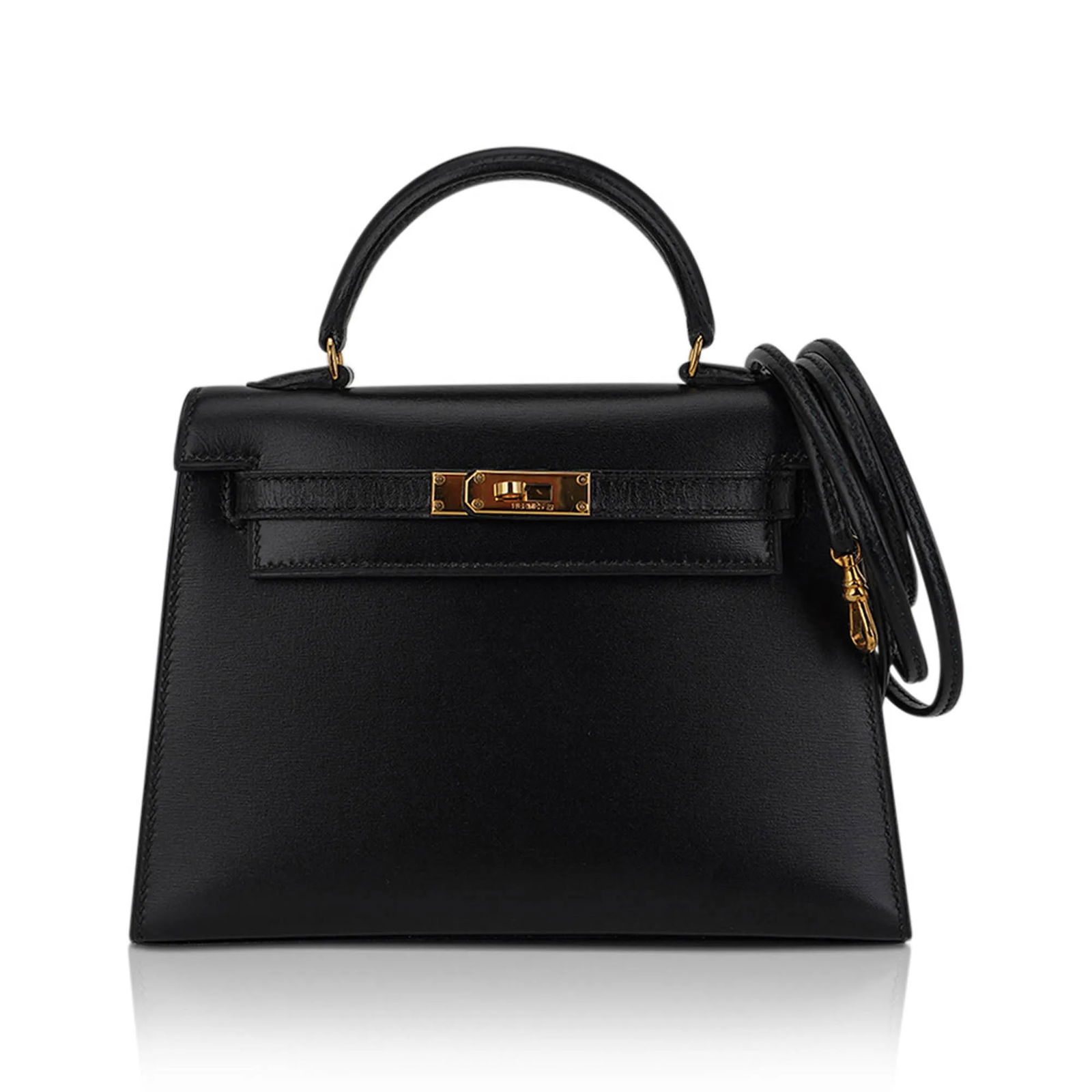 Hermes Black Box Leather Vintage Kelly 15 Micro Sellier: Hermes Limited Edition Black Box Leather Vintage Kelly 15 Micro Sellier W/Gold Hardware (Includes Box and Sleeper) - The limited edition Vintage Hermes Kelly 15 Micro Sellier in Black Box leather is