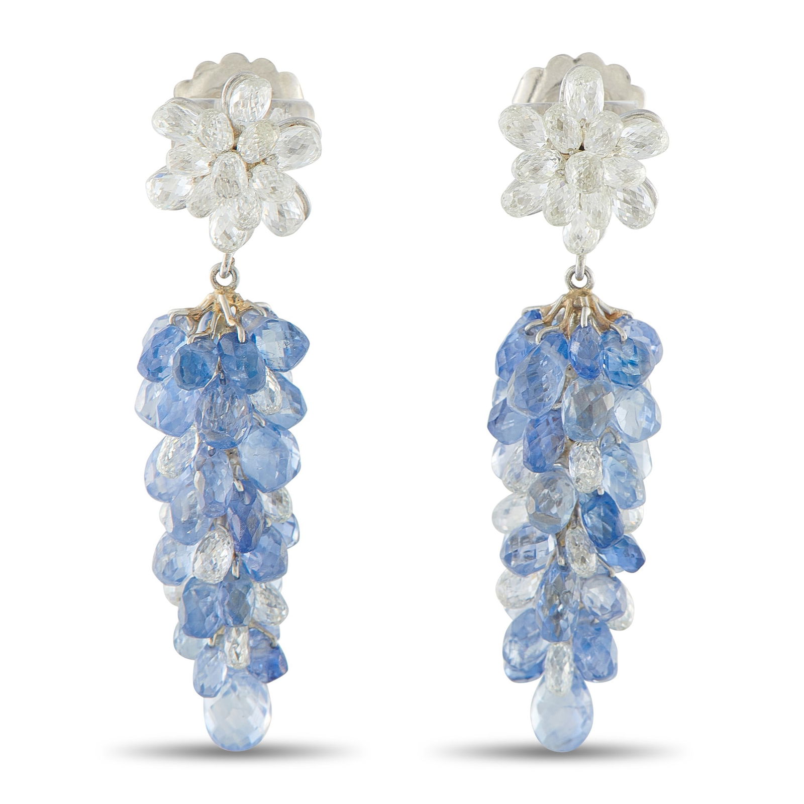 17.50ctw Blue Sapphire, 5.00ctw Diamond, 18K Earrings (1 of 2)