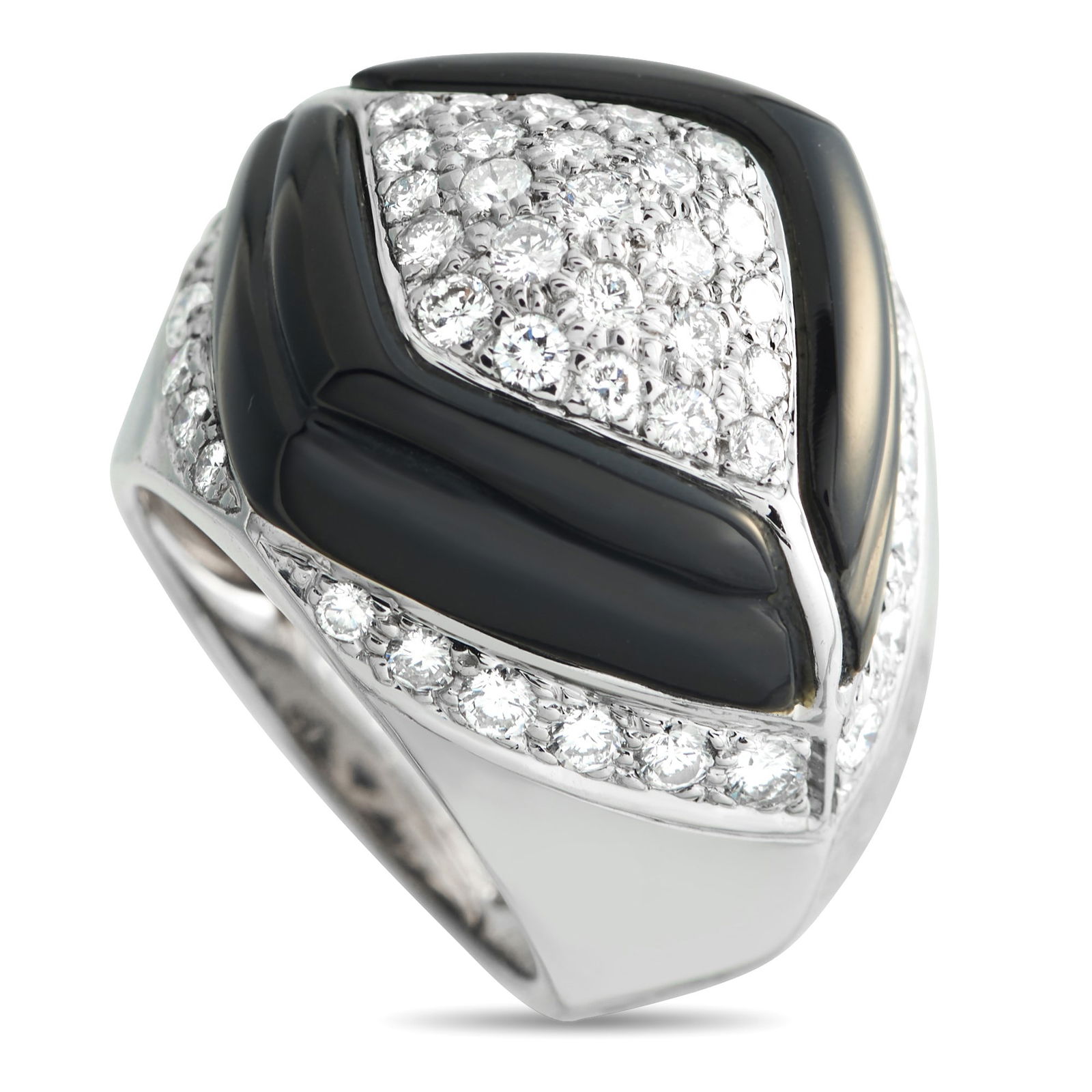 1.00ctw Diamond, 18K White Gold and Onyx Ring (1 of 4)