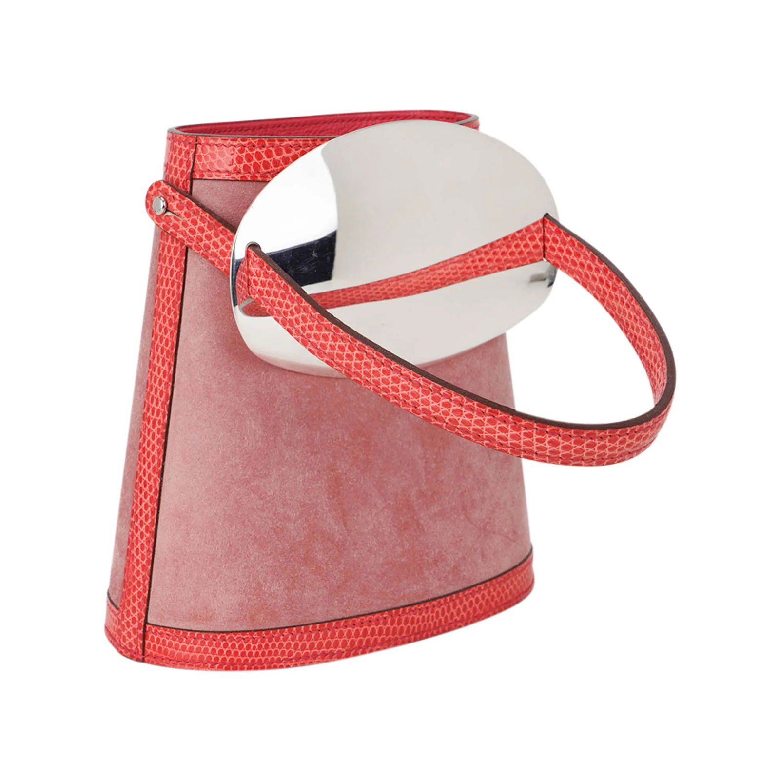 Hermes Limited Edition Sterling Silver Lid Stromboli Bag: Hermes Limited Edition Rose Indien Doblis and Rose Azalee Lizard with Sterling Silver Lid Stromboli Bag - The Hermes Stromboli bag is one of the most exceptional and imaginative limited editions ever