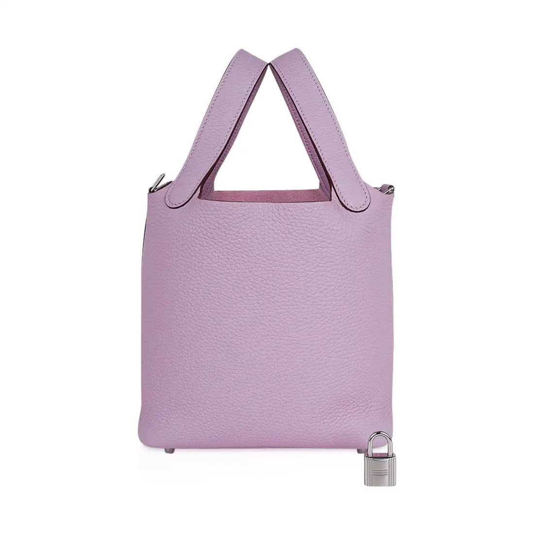 Hermes Mauve Sylvestre Clemence Leather Picotin Lock 18: Hermes Mauve Sylvestre Clemence Leather Picotin Lock 18 W/Palladium Hardware (Includes Box and Sleeper) - The Hermes Picotin Lock 18 is a timeless tote that effortlessly balances relaxed style with ev