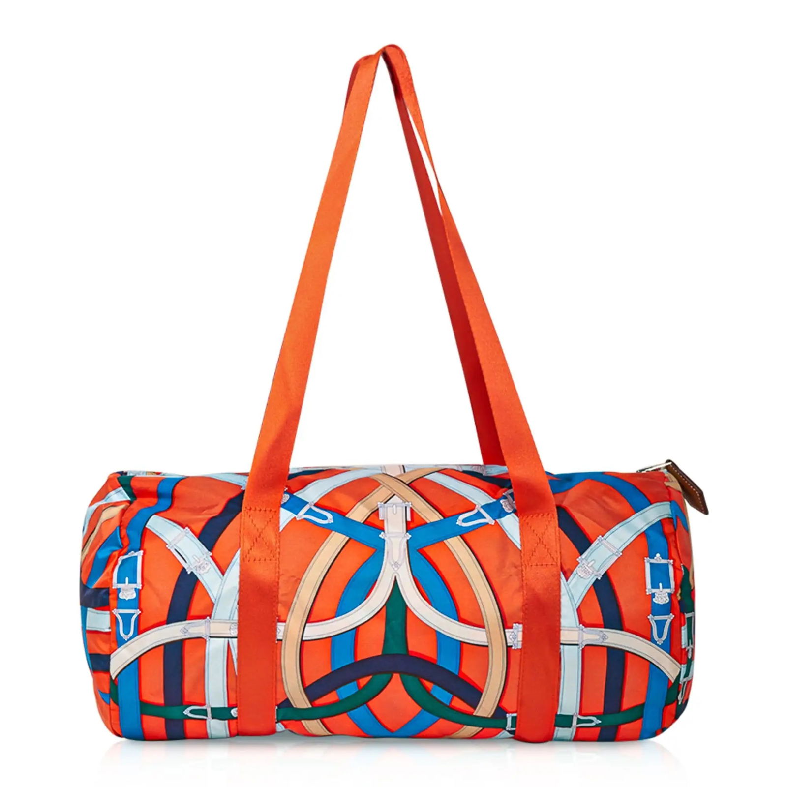 Hermes Rare Airsilk Cavalcadour 38 Orange Silk Duffle: Hermes Rare Airsilk Cavalcadour 38 Orange Silk Duffle - This Hermes Airsilk Duffle Cavalcadour 38 in Orange is a limited-edition blend of luxury and practicality. Made from waterproof-treated silk,