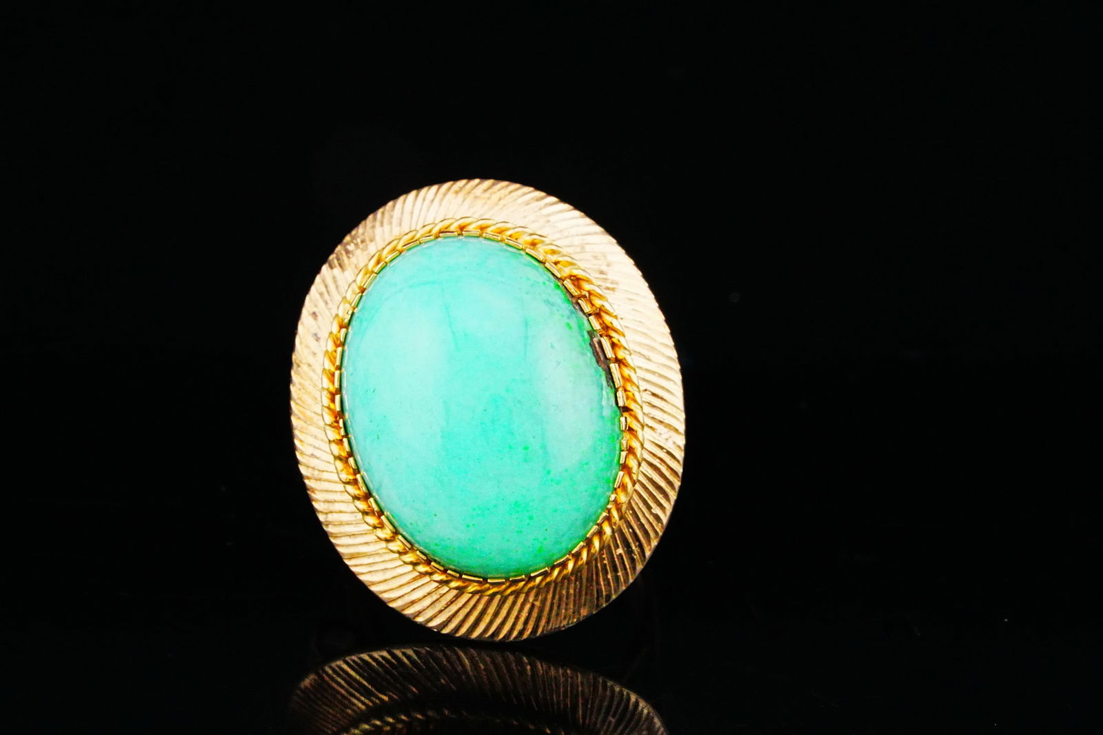 19mm Turquoise and 14K Rose Gold Vintage Ring (1 of 6)