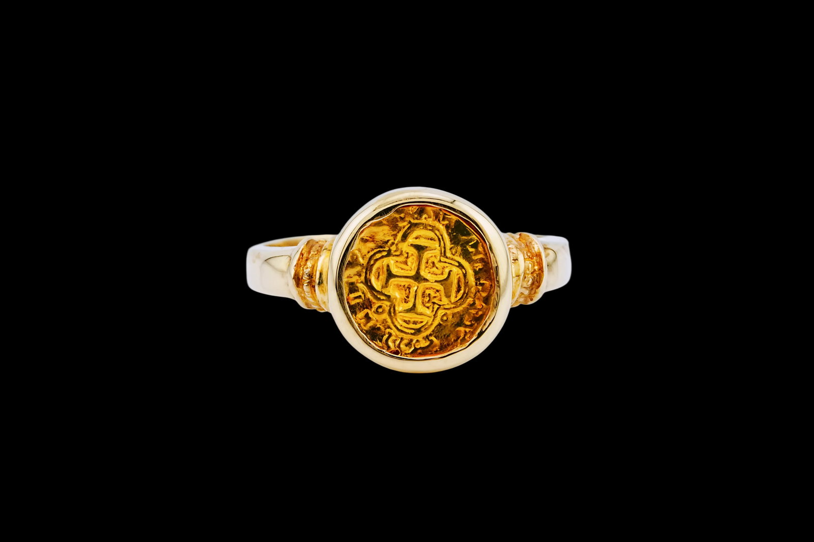 Atocha 24K Gold Re-creation Escudo Ring in 14K Gold W/COA - 2