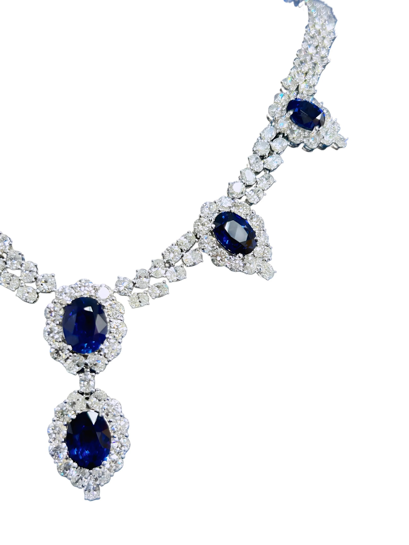 38.75ctw Diamond, 20.54ctw GIA Sapphire, 18K Necklace - 4