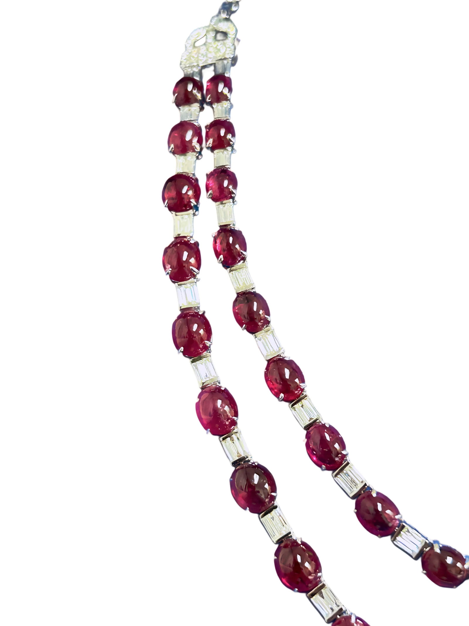 70.80ctw Ruby, 4.10ctw Diamond and 18K Necklace - 4