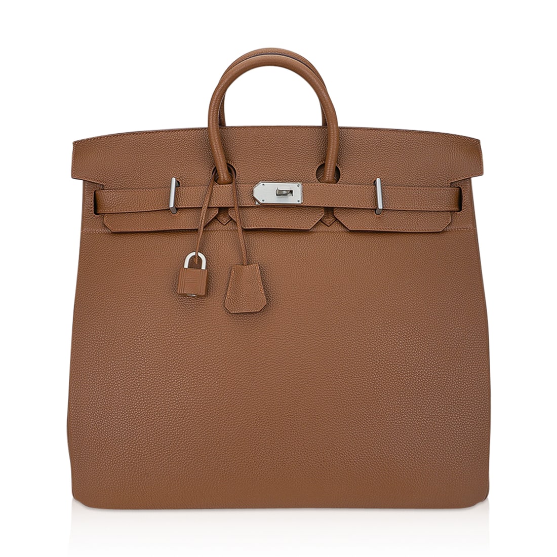 Hermes Limited Edition Alezan Togo Leather Helium HAC 50: Hermes Limited Edition Alezan Togo Leather Helium HAC 50 with Aluminum Hardware - The Hermes Helium 50 HAC Haut a Courroies bag in rare Alezan offers a striking balance of heritage design and refined