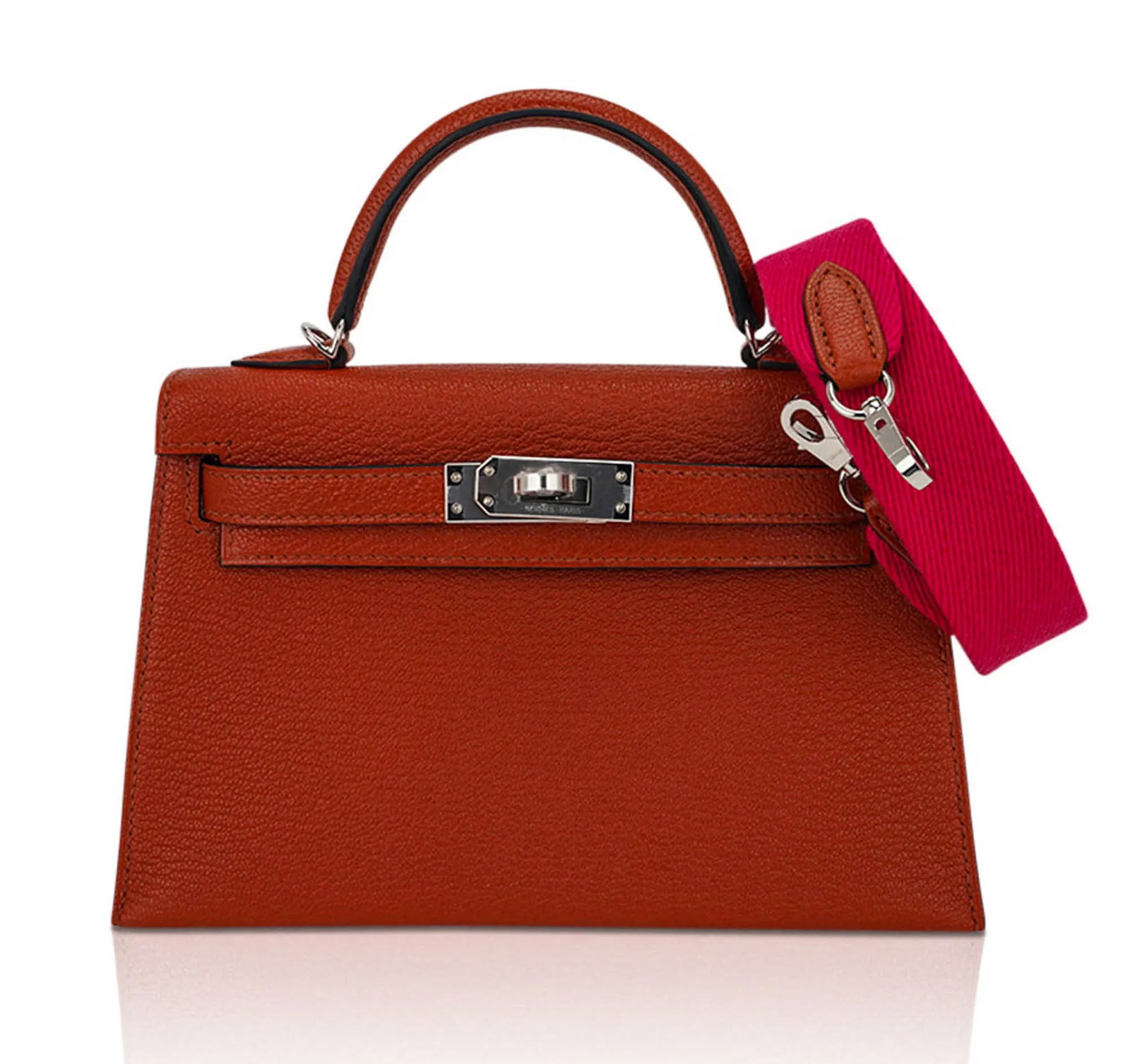 Hermes Cuivre Chevre Leather Mini Kelly 20 Sellier: Hermes Cuivre Chevre Leather Mini Kelly 20 Sellier with Palladium Hardware (Includes Box and Sleeper) - The Hermes Kelly 20 Mini Sellier in the warm Cuivre shade captures a refined balance of richness