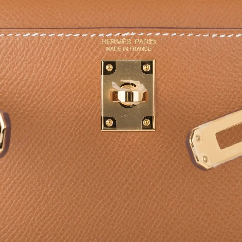 Hermes Gold Epsom Leather Mini Kelly 20 Sellier - 6