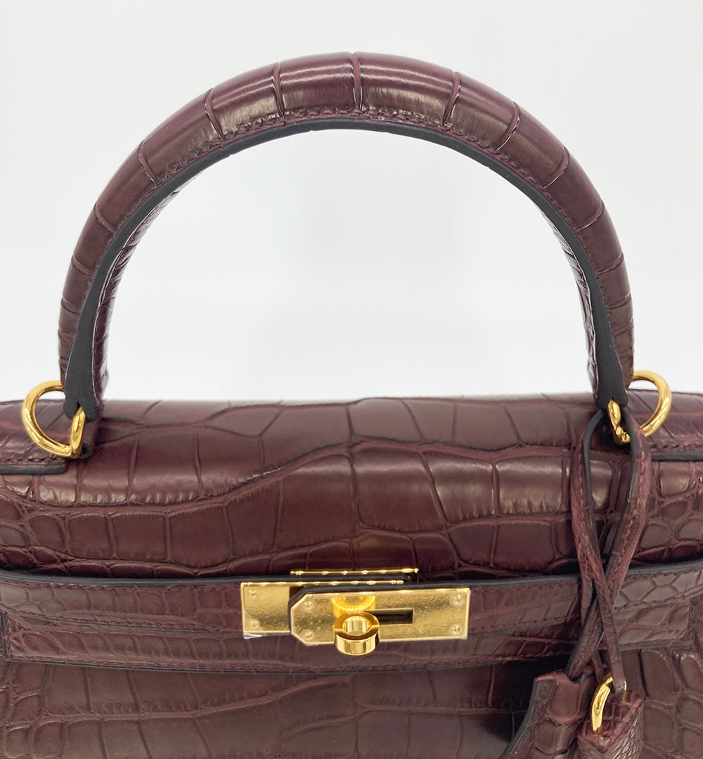 Hermes Bordeaux Matte Alligator Kelly 28 W/GHW - 11