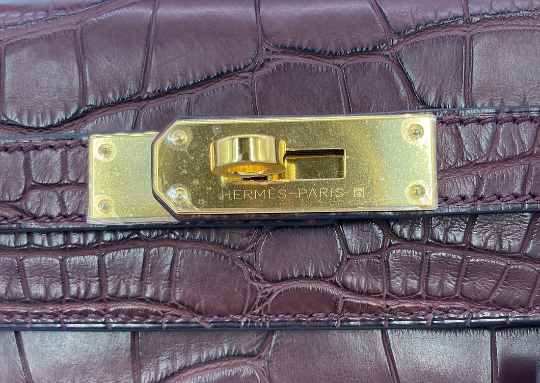 Hermes Bordeaux Matte Alligator Kelly 28 W/GHW - 9