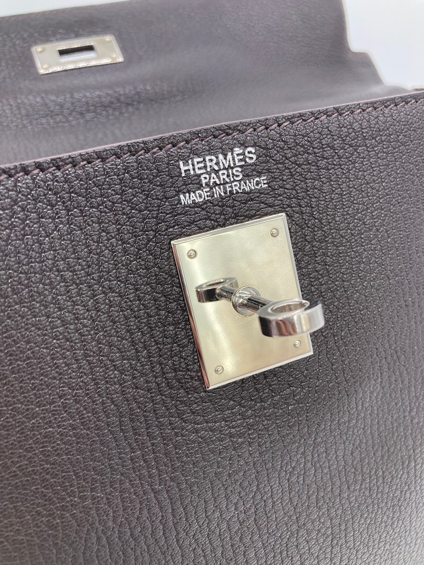 Hermes Chocolate Brown Togo Leather Kelly Retourne 35 - 10