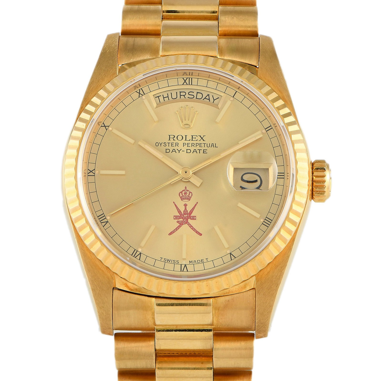 Rolex Day-Date 36 Champagne Khanjar Dial Watch Ref. 18038 (1 of 4)