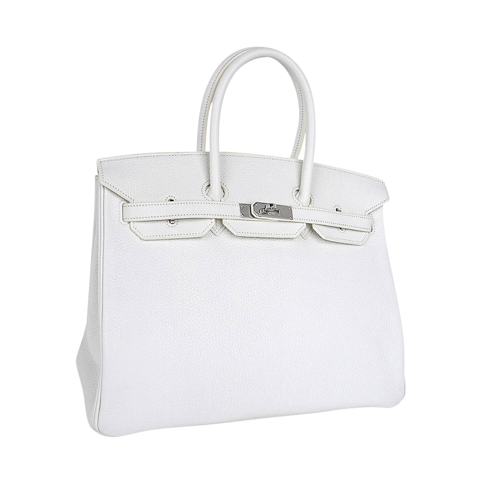 Hermes White Clemence Leather Birkin 35 PHW - 2