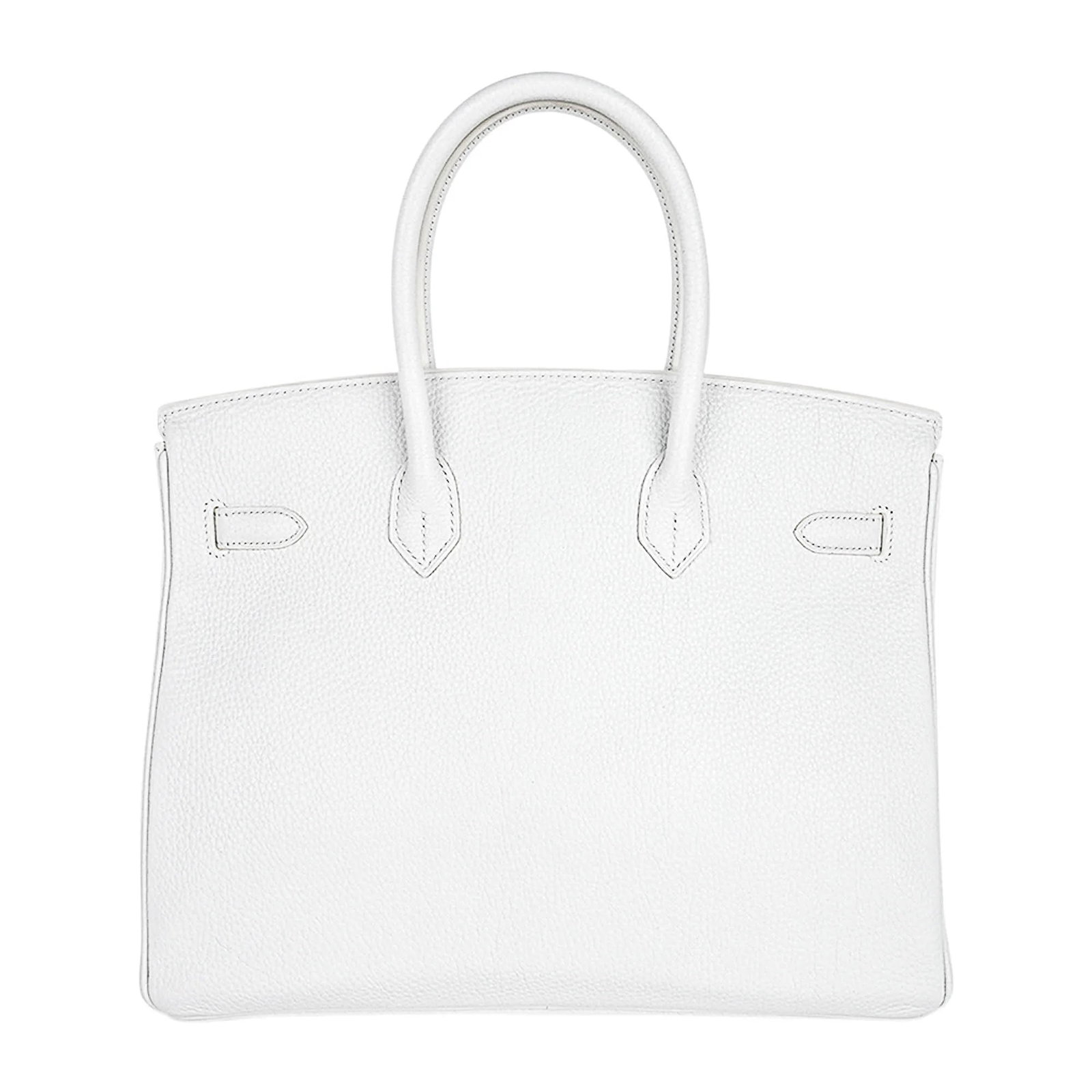 Hermes White Clemence Leather Birkin 35 PHW - 5