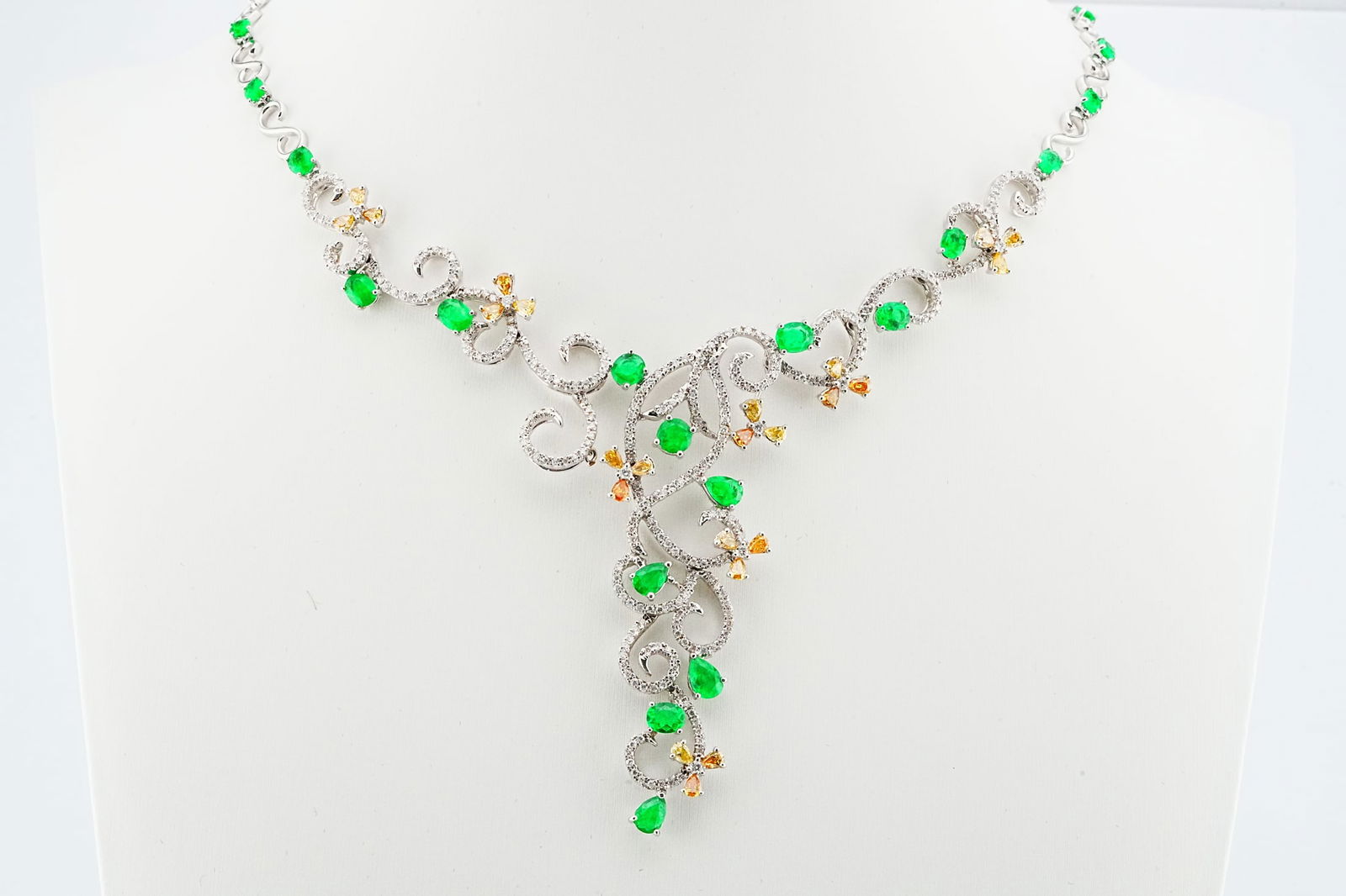 6.90ctw Emerald, 4.25ctw Diamond and 18K Necklace (1 of 4)