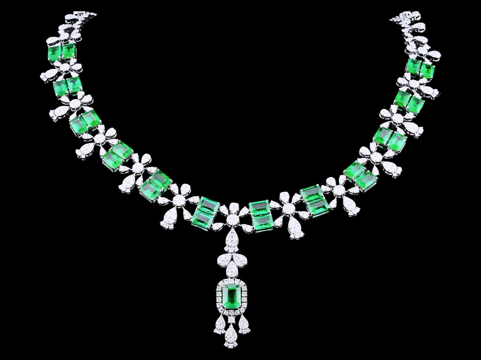 24.00ctw Emerald, 10.00ctw Diamond and 18K Necklace (1 of 7)