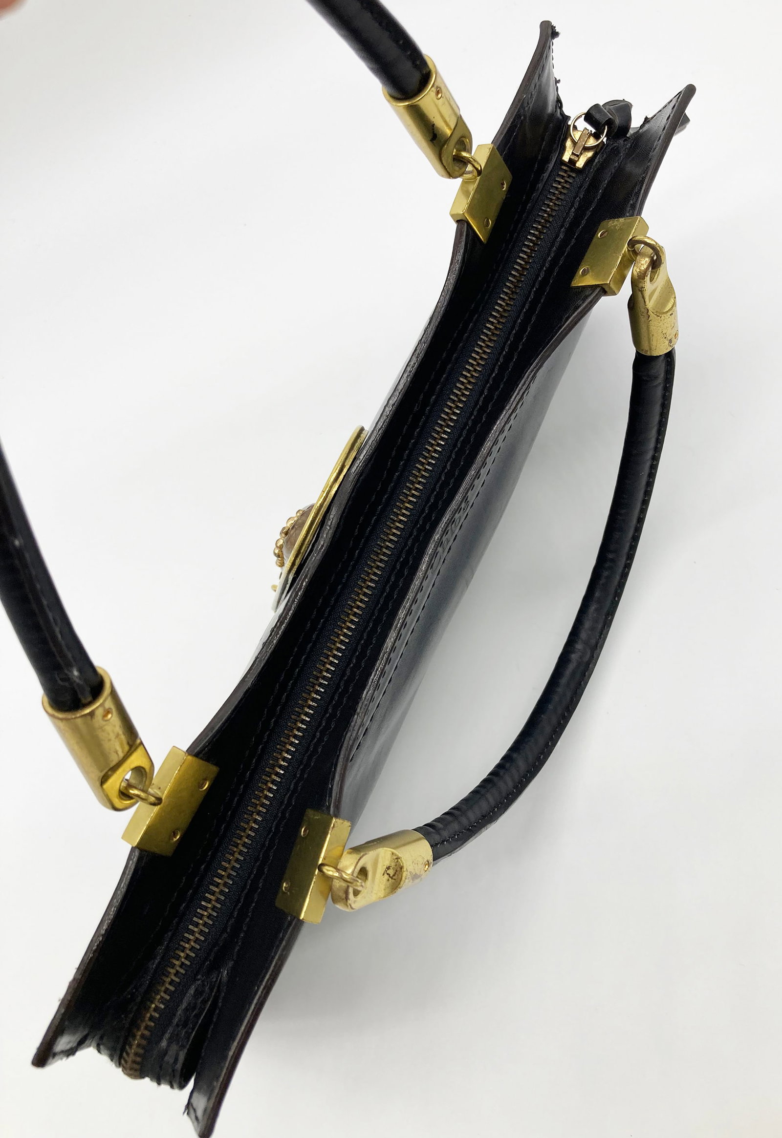 Chloe Rare Vintage Brown Leather Amber Jeweled Handbag - 13