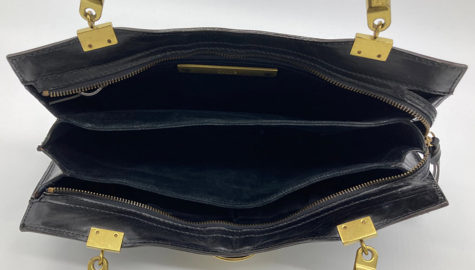 Chloe Rare Vintage Brown Leather Amber Jeweled Handbag - 14