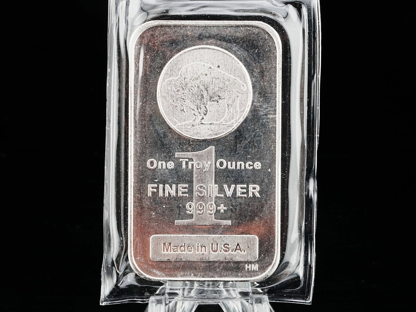 Highland Mint 1 Troy Ounce .999 Fine Silver Bar: Highland Mint 1 Troy Ounce .999 Fine Silver Buffalo Bullion Bar - A classic American-themed bullion piece, this Highland Mint 1 Troy Ounce Silver Buffalo Bar is struck from .999 fine silver and featur